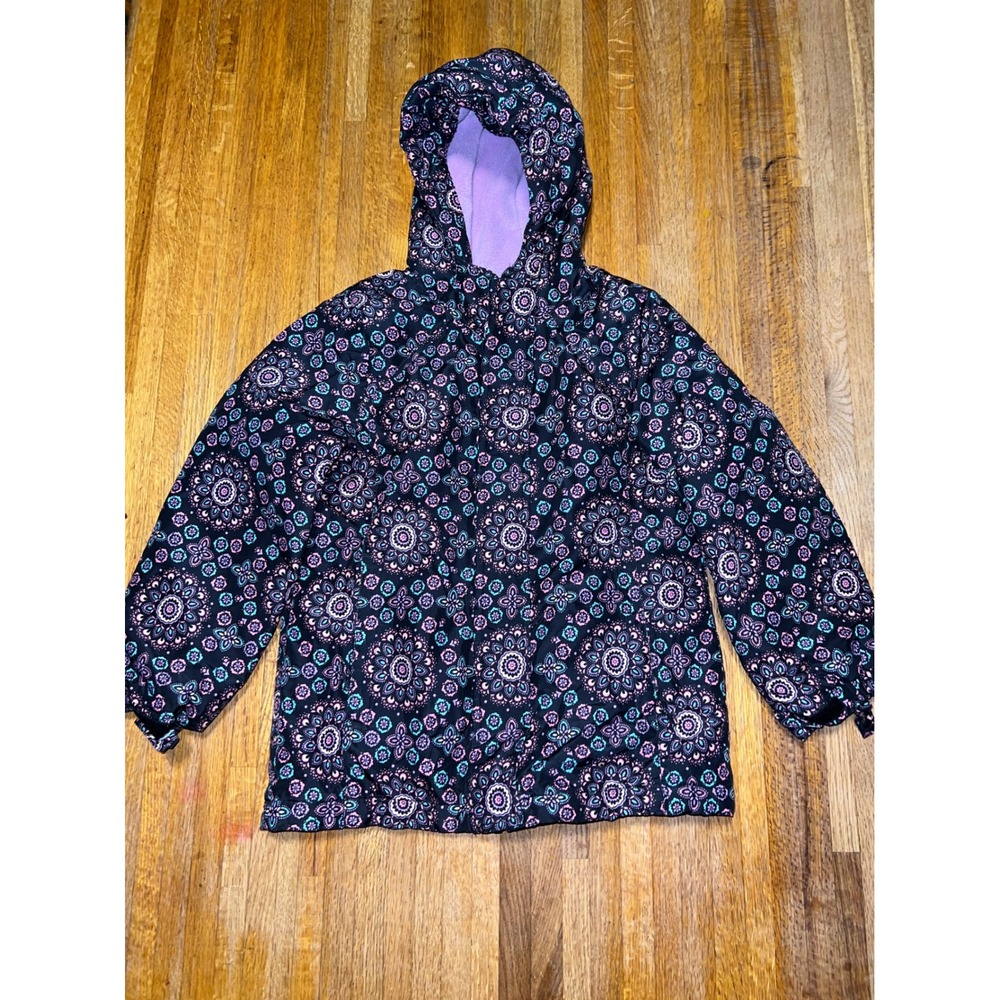 The Childrens Place Girl Medium 7/8 Black Mandala Floral‎ Puffer Hooded Coat